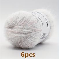 6 vnt. Alpakos verpalų mišinys, minkštas kašmyro vilnos akrilas nerti, megzti megztinius, šalikus, daugiaspalvis baltas 1,76oz/306yd/vnt