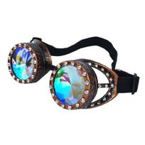 Fashion Kaleidoscope Raves Goggles Glasses Crystal Prism Goggles Steampunk Goggle Prism Glasses for Women Men Gifts black