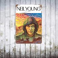 Neil Young dainininkai metalinis dekoras plakatas vintažinis skardinis ženklas metalinis ženklas dekoratyvinė plokštelė užeigai barui vyriškam kampeliui klubui sienos dekoracija 20x30cm（7.8x11.8inch） black