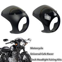 Motociklo Universalus Cafe Racer 7 colių priekinis žibintas Vairo Apdaila Vėjo Deflektoriaus Rinkiniai Harley Sportster Bobber Touring Matt black