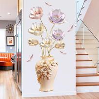3D tulpės sienos lipdukai Lipnūs nuplėšiami ir klijuojami sienų lipdukai miegamajam svetainei namų dekoravimui Sienų menas 60x90cm įvairiaspalvis