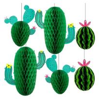 Light Cactus Cellular Paper Party Decorations 6Pcs Easy Hanging Set For Celebration 1