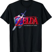 Nintendo Zelda Ocarina of Time Klasikinis Logotipas Grafinis Marškinėliai Marškinėliai S juoda