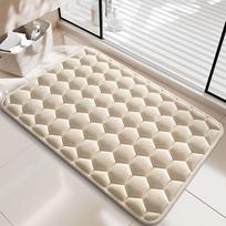 Spandex Memory Foam Bath Mat, 3D Honeycomb Bathroom Rug with SBR Non-Slip Backing, Super Absorbent Quick Dry, Shower Doormat 500MMx800MM