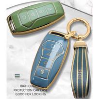 Luxurious Golden Edge Remote Car Key Case Full Cover For BYD Tang DM 2018 Yuan EV Qin Pro Song Max DM Keychain Auto A Only Key Case