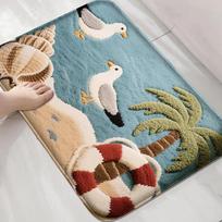 Seaside Series Bathroom Anti Slip Floor Mat, Shower Room Small Carpet, Washbasin Absorbent Foot Mat Modern Decorative Carpet 30X50CM