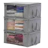 1 PCS Non-woven Foldable Storage Bag Organizers Dust-proof for Clothes, Quilts,Closets pilka spalva