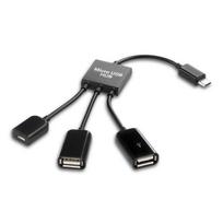 Mikro USB OTG šakotuvo adapteris išmaniajam telefonui / planšetiniam kompiuteriui Mikro USB skirstytuvas, skirtas Apple Samsung Lenovo Black 3 in 1