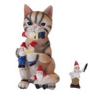 Katė valganti gnomus statula derva juokinga atspari blukimui katė valganti gnomus skulptūra lauko sodui