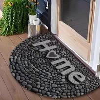 Semi-Circular Anti-Slip Welcome Mat - Durable Water Absorbing Entrance Carpet For Indoor And Outdoor Home Decoration 40x60cm 16x24inch
