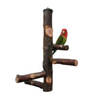 Naminių gyvūnėlių papūgos stovas medžio masyvo stovi pagaliukas, kramtantis krūminius nagus šlifavimo žaislas paukščių narveliams Bird Rotary Stand (Nude)