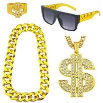 Gold Chain Necklace with Cosplay Glasses Halloween Eyewear Sunglasses with Chain For Men Women Halloween Music Festival 1