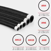 1m AN4-AN12 Alyvos aušinimo žarna Nailoniniu pynimu Siurblio Dujų Etanolio Kuro Žarnos Rinkinys - Juodas AN4