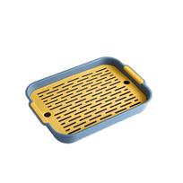 Pet Toilet Anti-turnover Litter Box Trainer Corner Toilet Pet Cleaning Supplies For Rabbit Double Layer small (blue)