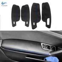 4 vnt. VW Golf 7 MK7 2014 2015 2016 2017 2018 Automobilio Interjero Durų Rankenos Porankio Skydelio Mikropluošto Odos Dangtelis Apsauginis LHD black-blue line