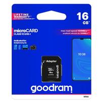 GOODRAM microSD memory card 16GB 100MB/s class 10 UHS I with SD adapter
