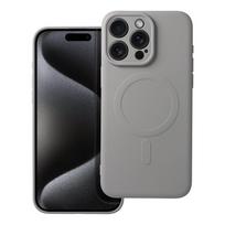 SILICONE MAG COVER case compatible with MagSafe for IPHONE 15 Pro Max in grey titanium