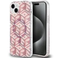 GUESS case for IPHONE 15 compatible with MagSafe GUHMP15SHGCUSTGP (IML GCUBE) in pink