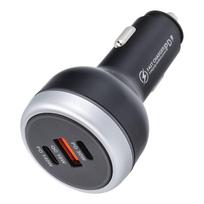 USB car charger, USB-A + 2 x Type-C, PD, QC3.0, 3A, 191W, black