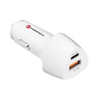 FORCELL F-ENERGY Carbon CC50-1A1C Car Charger, Type C + USB A, PD, QC3.0, 3A, 38W, White