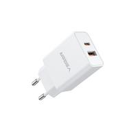 VEGER USB A + Type C Travel Charger, PD, QC3.0, 3A, 30W, VLS302U, white