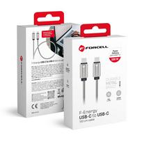FORCELL F-ENERGY Metal C239 Cable, Type C to Type C, PD, QC4.0, 5A, 100W, E-mark, 1 m, silver