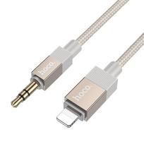 Hoco 1 m UPA32A gold cable with a 3.5 mm male AUX Jack to a male Lightning connector
