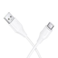 Silicone USB A to USB C Cable, Hoco, 3A, 1 m, X124, white