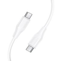 Silicone USB-C to USB-C Cable, Hoco, 3A, 60W, 1 m, White, X124