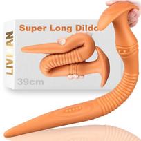 Super ilgas silikoninis dildo LIVMAN JJ-502 G taškui, P taškui, analiniam ir vaginaliniam malonumui, 39cm