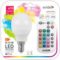 LED spalvota lemputė su nuotolinio valdymo pultu E14, G45, 4.9W, 470lm, 3000K+RGB