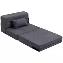 HOMCOM 3 viename miegamasis fotelis, sulankstoma miegamoji sofa su lova funkcija, juosmens pagalvėlė, poilsio fotelis su flanelinės išvaizdos audiniu, šezlongas svetainei, tamsiai pilka