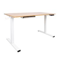 Rašomasis stalas ERGO su 1 varikliu 120x60xH73-121cm, ąžuolo/baltos spalvos