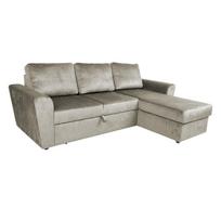 Kampinė sofa lova INGMAR smėlio spalvos aksomas