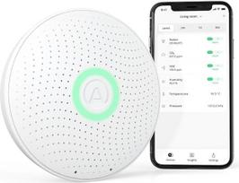"Airthings Wave Plus" išmanusis radono, CO2 ir TVOC detektorius su temperatūros, drėgmės ir oro slėgio jutikliais, maitinamas iš baterijos, su nemokama programėle