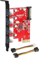 "Inateck Superspeed" 4 prievadų PCI-E - USB 3.0 išplėtimo plokštė - USB 3.0 4 prievadų "Express" kortelė staliniams kompiuteriams su 15 kontaktų SATA maitinimo jungtimi, [ Pridedamas 4 kontaktų 2x15 kontaktų kabelis + 15 kontaktų 2x15 kontaktų SATA Y kabe