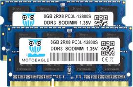 "motoeagle" 16GB rinkinys (2x8GB) DDR3L 1600 MHz SODIMM PC3 PC3L 12800S 8GB 204-Pin 2Rx8 DDR3 1600MHz Unbuffered Non-ECC 1.35V CL11 Dual Rank Notebook atmintis