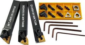 5/8 colių 16PCS CNC tekinimo staklių apskritimo tekinimo įrankių laikiklis, MTJNR1616H16+MWLNR161616H08+MCLNR1616H12+WNMG431,CNMG431,TNMG331 karbido įdėklai+ST1603, SW0804, SC1204 +MCT51+MC3、MCT617+HL1814 + MCS625