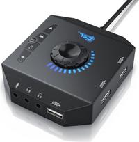 CSL - USB garso kortelė išorinė - garso kortelė su garsumo valdymu USB šakotuvas - jungtis ausinėms su mikrofonu - ekvalaizeris - garso grotuvo valdymas - juoda