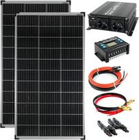Pilnas komplektas 2 x 140 W saulės modulis 1000 W keitiklis Įkrovimo valdiklis Fotovoltinė salos sistema