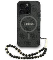 Juodas dėklas Apple iPhone 15 Pro telefonui "Guess PU Leather 4G Colored Ring Strap MagSafe Case"