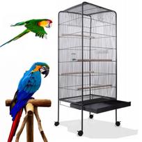 Didelis aviarijos narvas ant ratukų papuošalams, kanarijų ptašeliams ir egzotiniams ptašeliams
