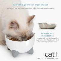 Kačiukų dubuo - CATIT - PIXI - 200ml - Pakeltas - Nuimami nerūdijančio plieno dubenėlai - Balta