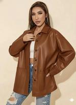 Stylish Brown Handmade Lambskin Leather Casual Party Wear Genuine Women's Shirt S ruda