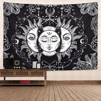 1 vnt. Dangiškojo Saulės Mėnulio Zodiako Gobelenas Astrologijos Tematikos Sienos Kabinamas Dekoras su Žvaigždėto Dangaus Dizainu Mistiniam Kambariui 40x60cm
