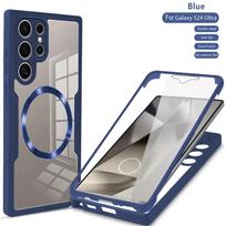 360° pilnai smūgiams atsparus Magsafe dėklas, skirtas Samsung Galaxy S25 S24 S23 S22 S21 Ultra Plus FE, belaidžio įkrovimo, permatomas dangtelis S25 tamsiai mėlyna spalva