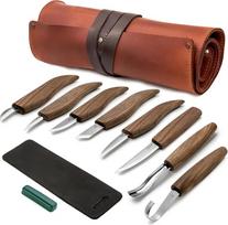 "BeaverCraft" medžio drožinėjimo rinkinys Medžio drožinėjimo peilių rinkinys "Deluxe S18X" - medžio drožinėjimo įrankių rinkinys su drožinėjimo peiliais Tuščiaviduris kaltas Kaltas Kabliukas Peilis Odinis įrankių krepšys - Šaukštų drožinėjimo įrankių rink