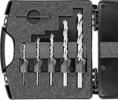 ENT 26515 5 dalių HSS-G gręžimo grąžtų rinkinys 4 5 6 8 10 mm šlifuoti HSS medžio grąžtai plastikiniame dėkle