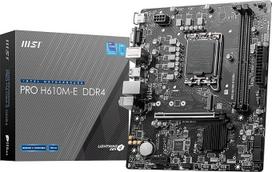 MSI PRO H610M-E DDR4 pagrindinė plokštė, Micro-ATX - palaiko "Intel" 12 kartos "Core" procesorius, LGA 1700-2X DIMM (3200 MHz), 1x PCIe 4.0 x16 lizdas, 1x M.2 Gen3, USB 3.2 Gen1, 1G LAN, HDMI 1.4 ir VGA
