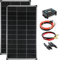 Pilnas komplektas 2 x 140 W saulės modulių įkrovimo valdiklis Fotovoltinė salos sistema